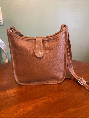 Women's Brown Pebbled Leather Shoulder Bag with Adjustable Strap